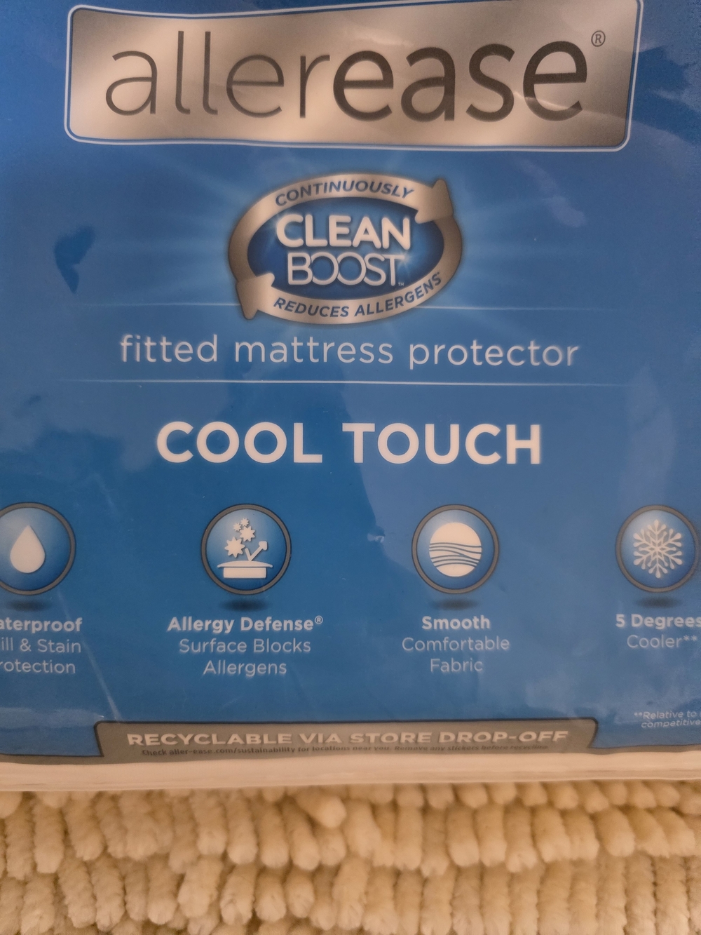Allerease Cool Touch Fitted Mattress Protector - Blue